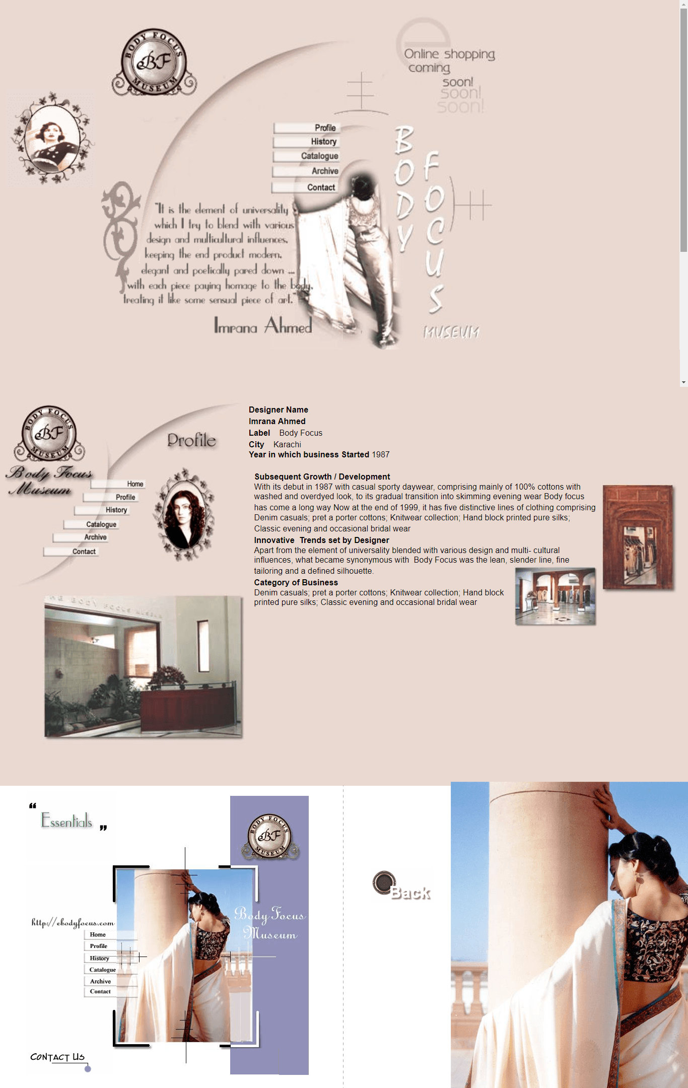 Body Focus catalogue layout on screen