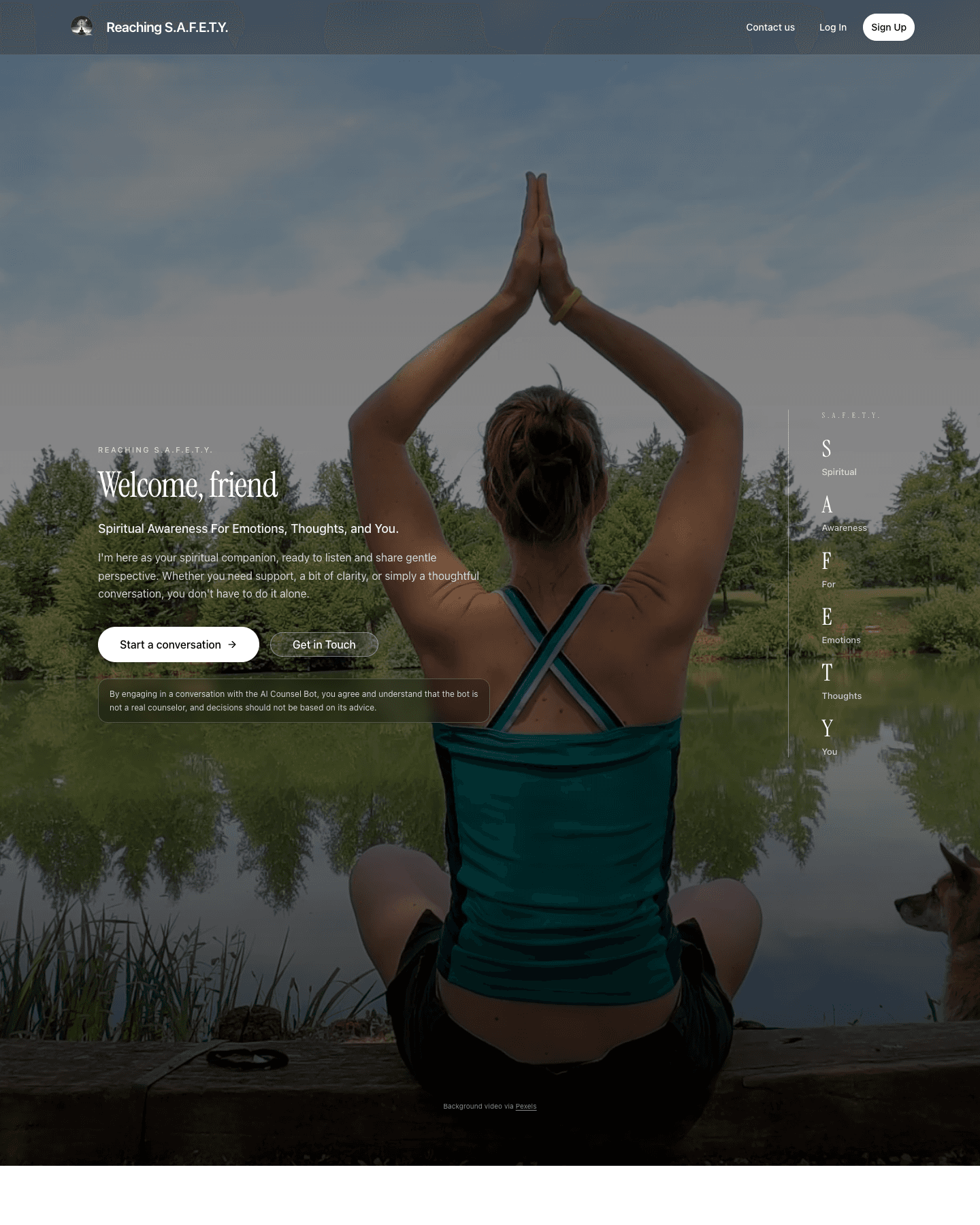 Reaching S.A.F.E.T.Y. spiritual companion website
