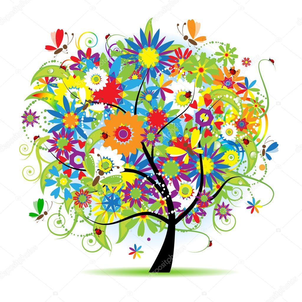 Floral tree artwork
